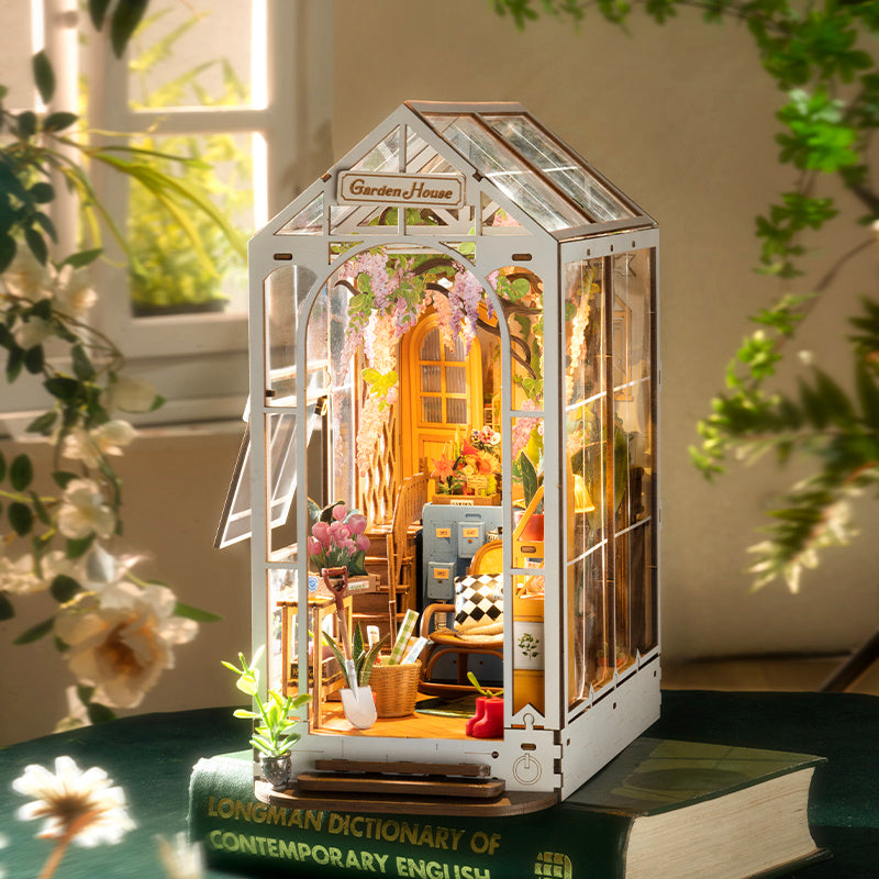Falling Sakura Book Nook Kit – DIY 3D Wooden Japanese Street Bookshelf Insert with LED Light