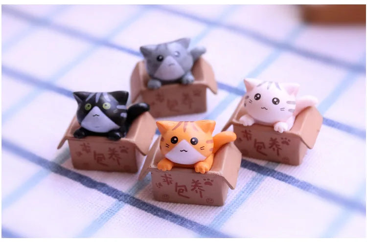 Kawaii Mini Cat Figurine – 2.8 cm (1.1 in) PVC Desk & Garden Ornament