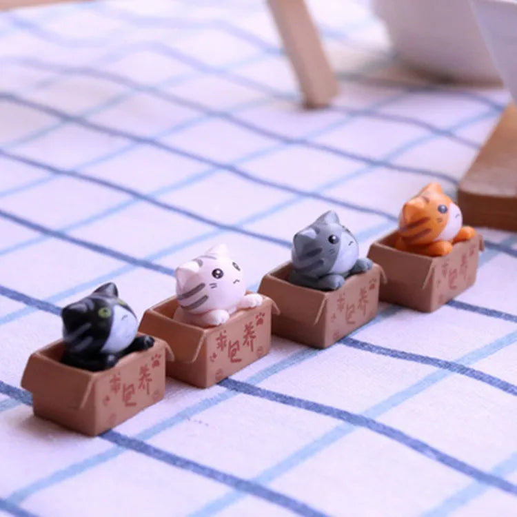 Kawaii Mini Cat Figurine – 2.8 cm (1.1 in) PVC Desk & Garden Ornament