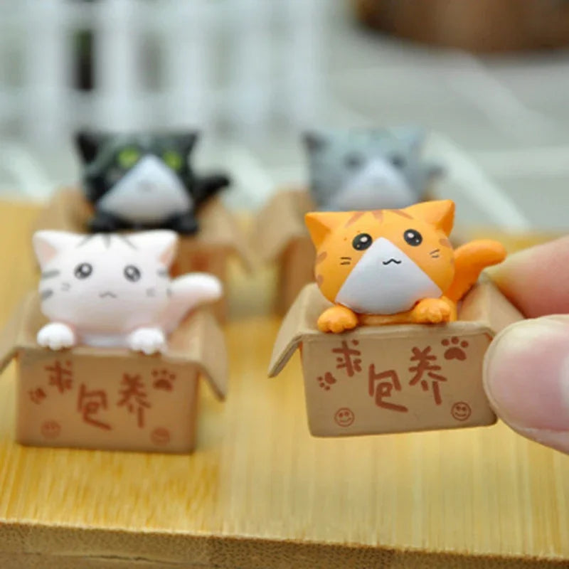 Kawaii Mini Cat Figurine – 2.8 cm (1.1 in) PVC Desk & Garden Ornament