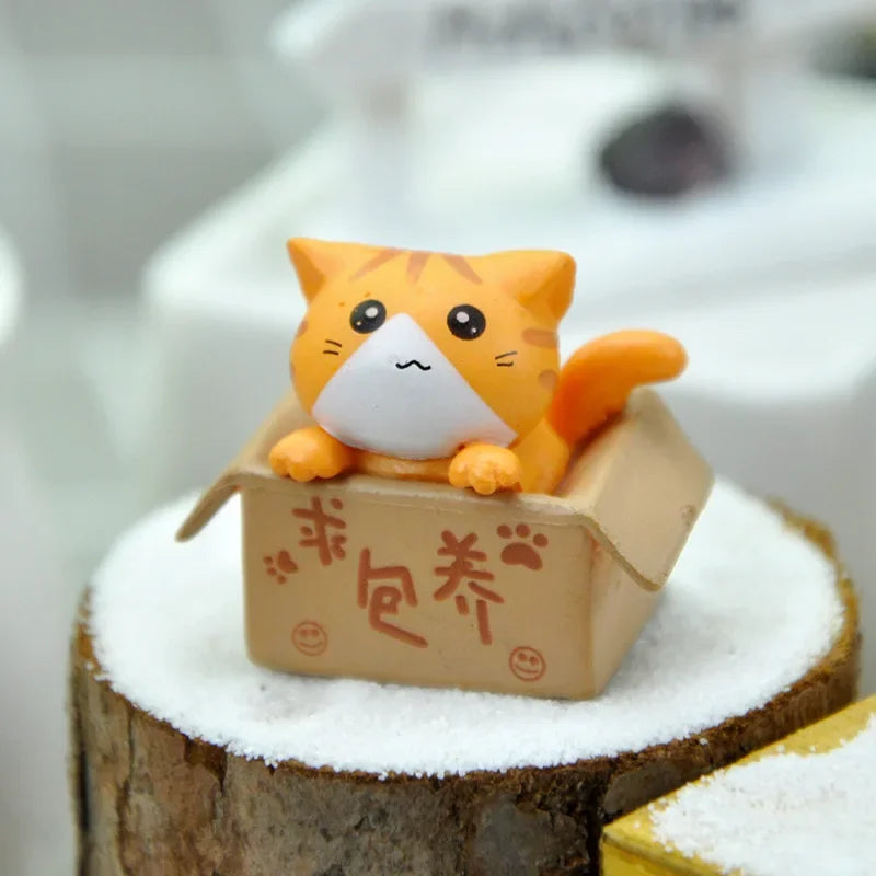Kawaii Mini Cat Figurine – 2.8 cm (1.1 in) PVC Desk & Garden Ornament