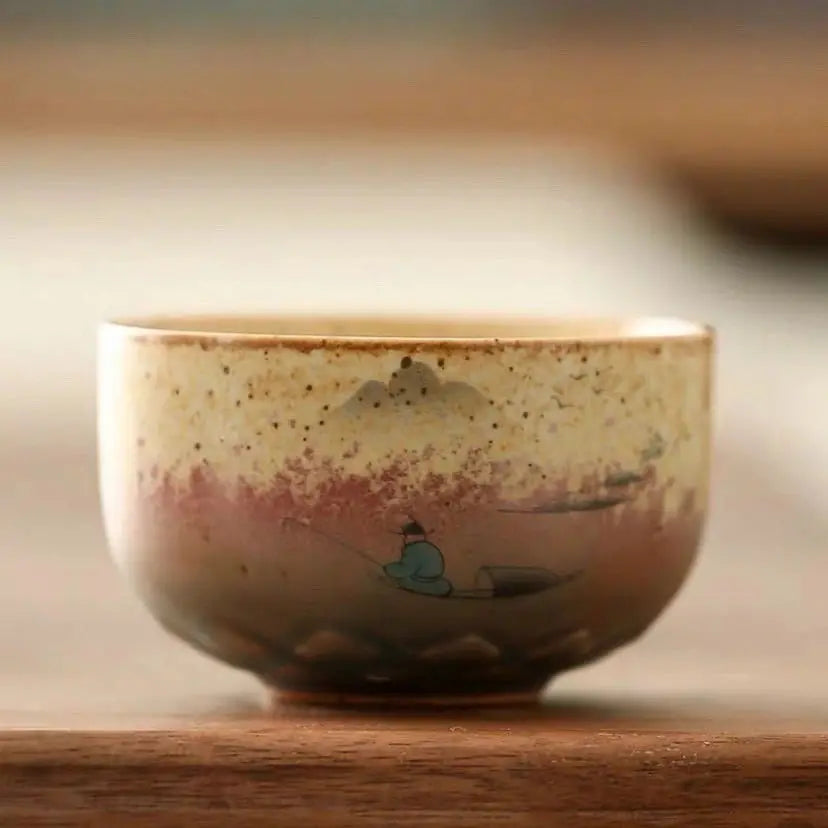 Japanese Crane Ceramic Tea Cup