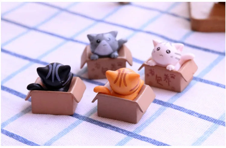 Kawaii Mini Cat Figurine – 2.8 cm (1.1 in) PVC Desk & Garden Ornament