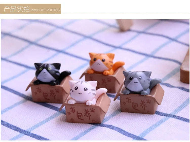 Kawaii Mini Cat Figurine – 2.8 cm (1.1 in) PVC Desk & Garden Ornament