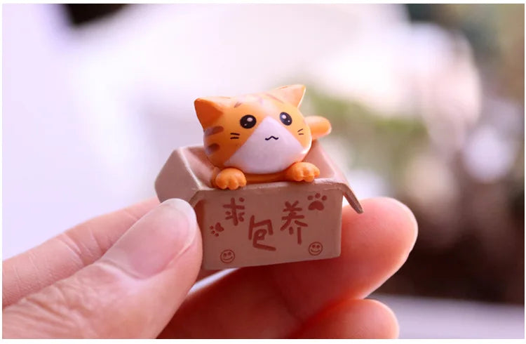 Kawaii Mini Cat Figurine – 2.8 cm (1.1 in) PVC Desk & Garden Ornament