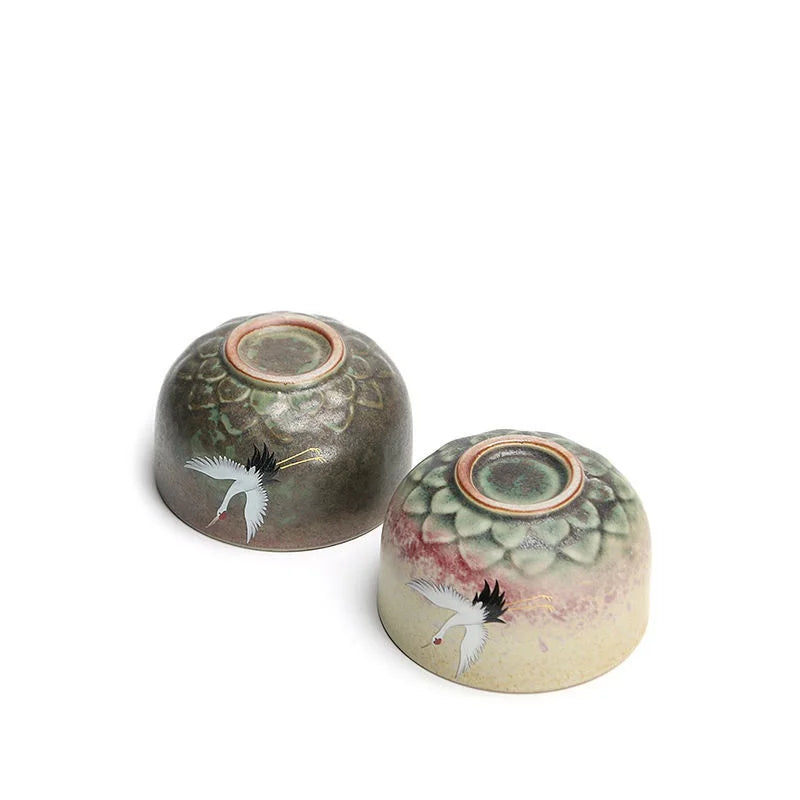 Japanese Crane Ceramic Tea Cup