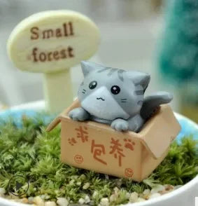 Kawaii Mini Cat Figurine – 2.8 cm (1.1 in) PVC Desk & Garden Ornament