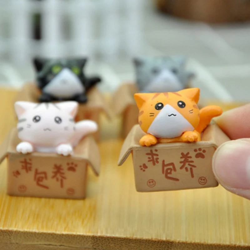 Kawaii Mini Cat Figurine – 2.8 cm (1.1 in) PVC Desk & Garden Ornament