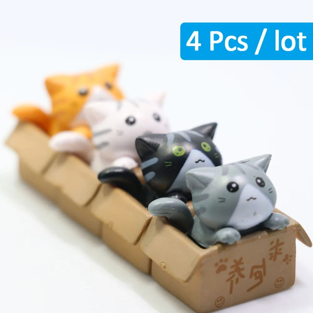 Kawaii Mini Cat Figurine – 2.8 cm (1.1 in) PVC Desk & Garden Ornament