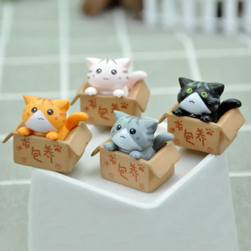 Kawaii Mini Cat Figurine – 2.8 cm (1.1 in) PVC Desk & Garden Ornament