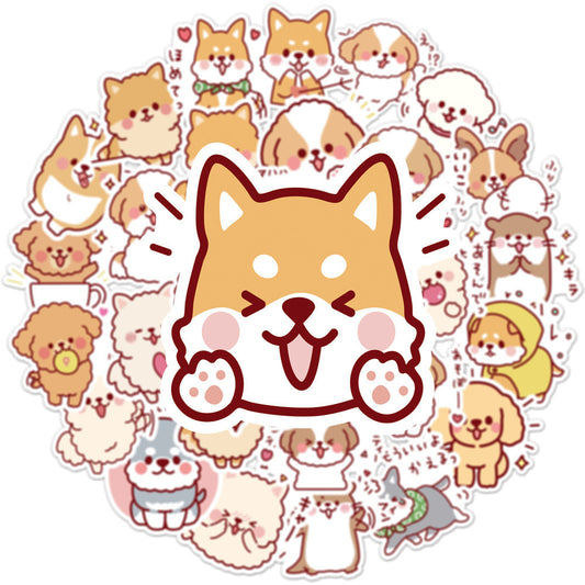 50 Cute Dog & Puppy Cartoon Stickers – Waterproof Vinyl Decals for Laptops, Phones, Scrapbooking & Gifts