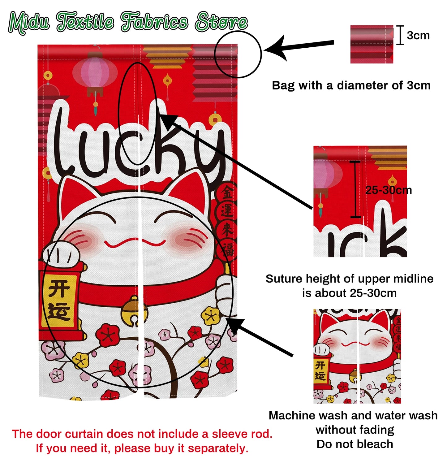 Cute Cat Linen Noren – Room Divider & Japanese Doorway Curtain