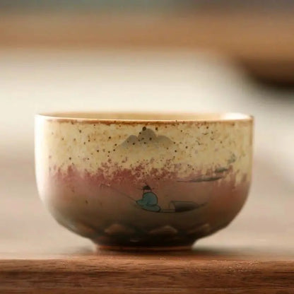 Japanese Crane Ceramic Tea Cup