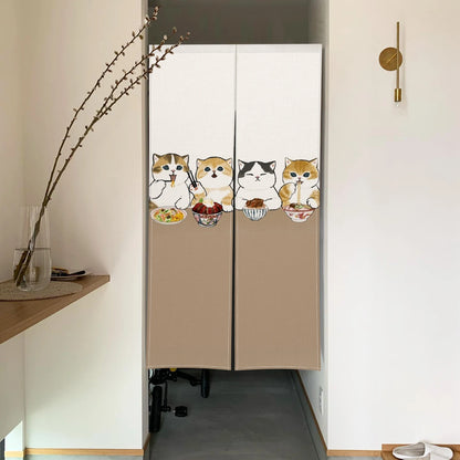 Cute Cat Linen Noren – Japanese Doorway Curtain & Room Divider