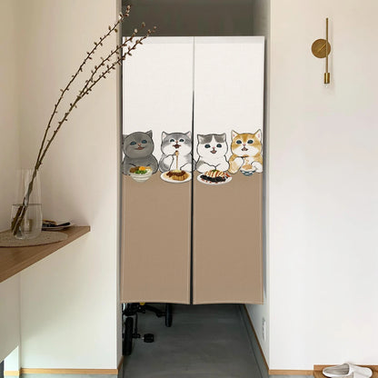 Cute Cat Linen Noren – Japanese Doorway Curtain & Room Divider