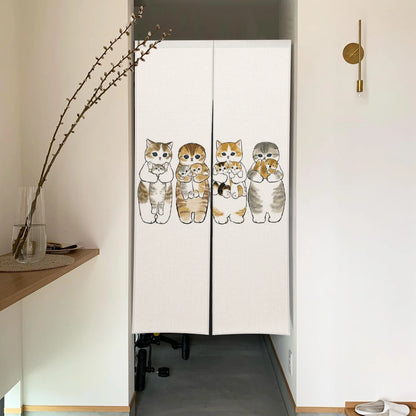 Cute Cat Linen Noren – Japanese Doorway Curtain & Room Divider